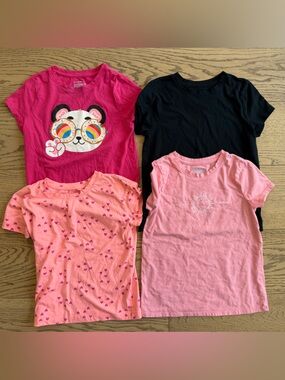 Cat & Jack Girls Short-Sleeve T-shirt Bundle, Size M (8) - pink, orange, black